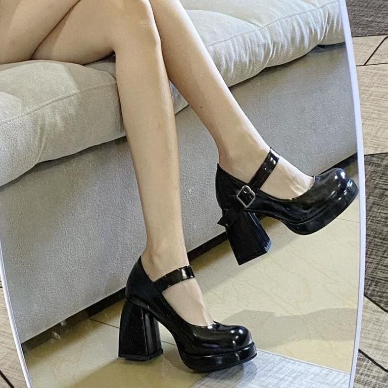 French Vintage Mary Jane Shoes Women's Waterproof Platform