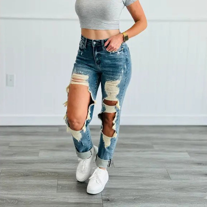 Women's High-Waist Jeans, Straight-Leg Ankle-Length Jeans In A Classic Style, Cotton Denim For All Seasons