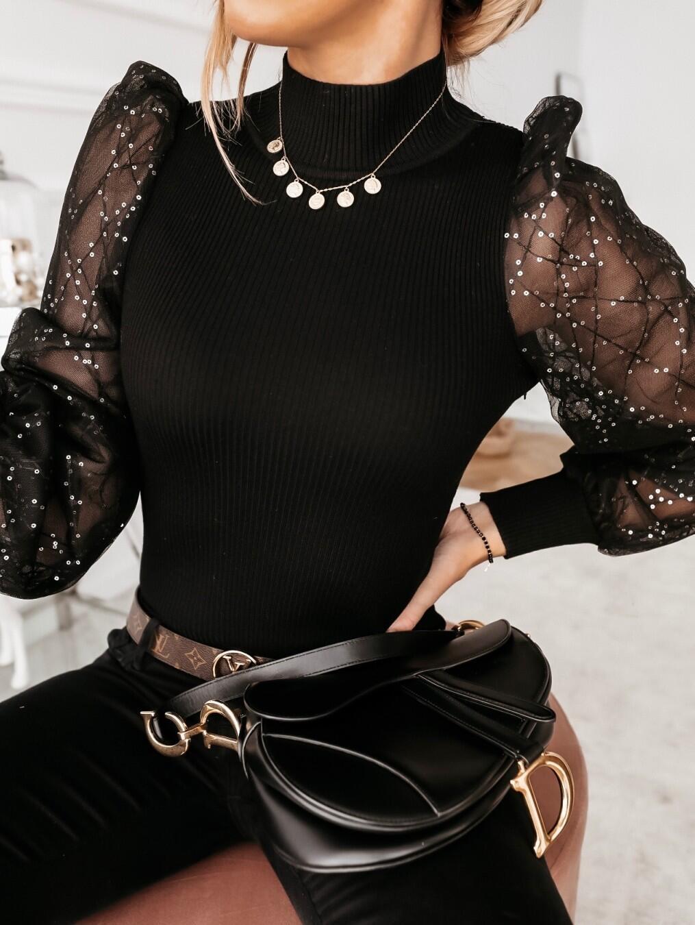 Shiny bead mesh thread sleeve stitching