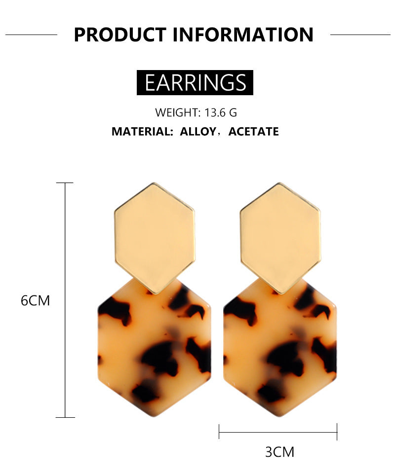 Wild Geometric Heart Large Resin Dangle Earrings
