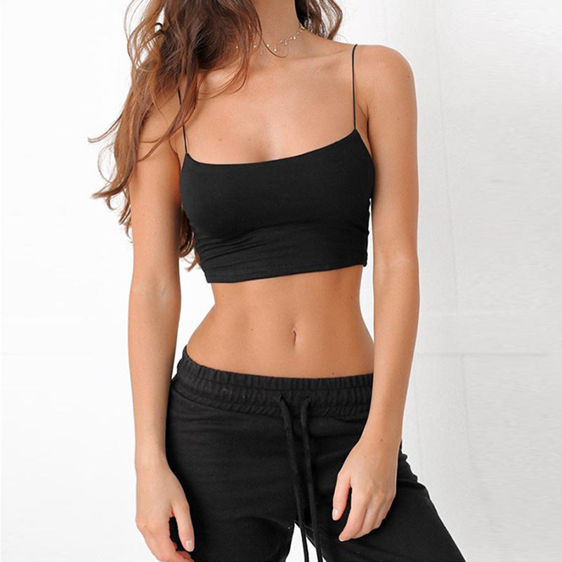Women's Sling One-Shoulder  Back Slim-Fit Short Cropped Vest