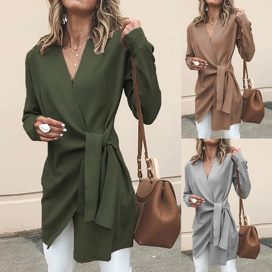 Lace Up Long Sleeve Blouse