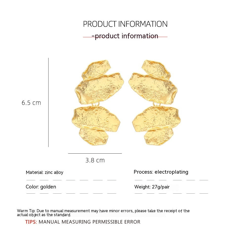 Alloy Leaf-shaped Earring Irregular Leaf Earrings