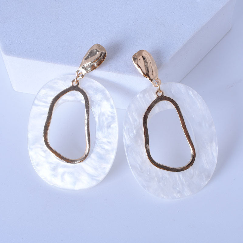 Wild Geometric Heart Large Resin Dangle Earrings