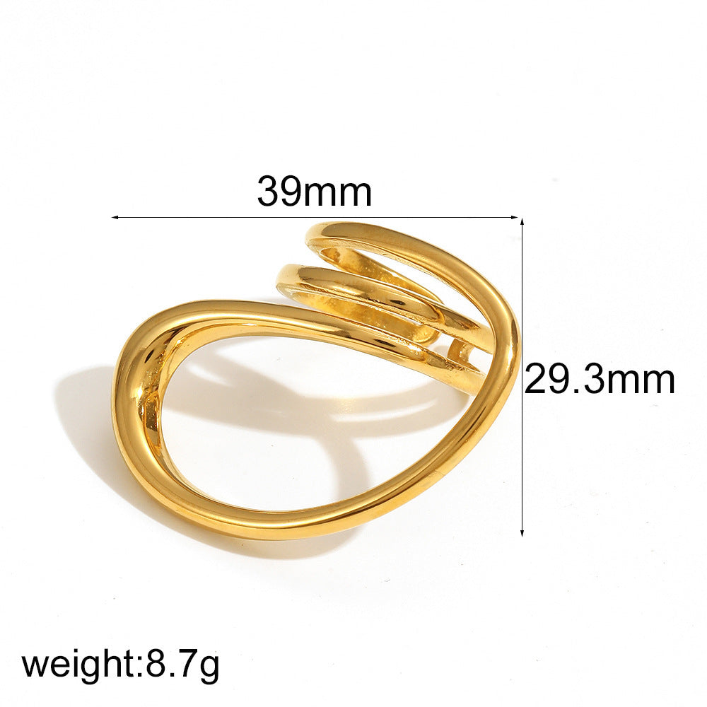 Geometric Winding Titanium Steel Ring Fashion