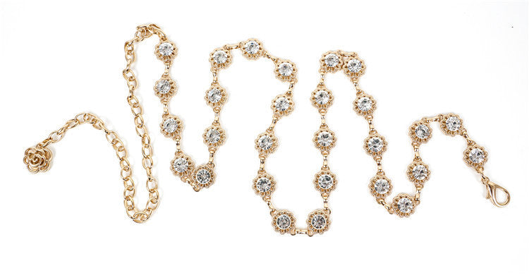 Metallic Belt Gold Diamond Women