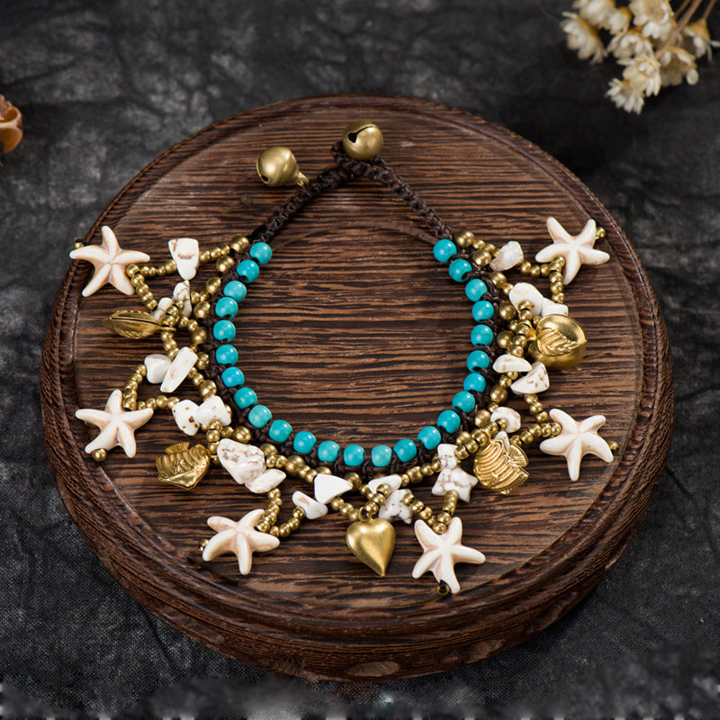 Boho Style New Beach Jewelry Starfish Pendant Bracelet Women Hand-woven Bracelet