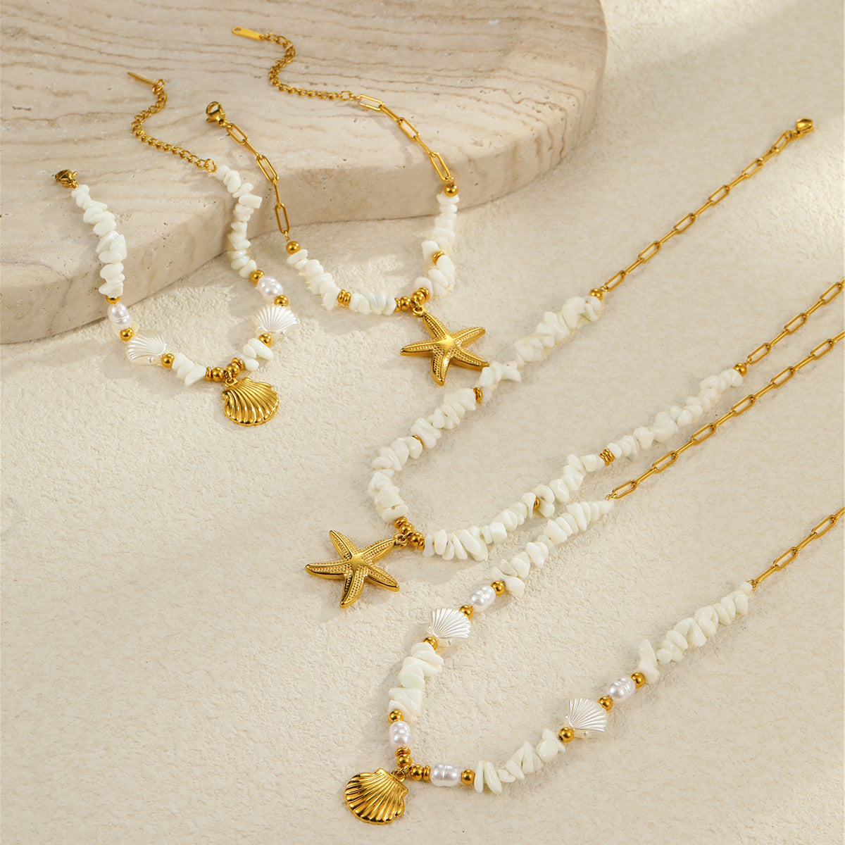 European And American Beach Ocean Style Shell Necklace Bracelet