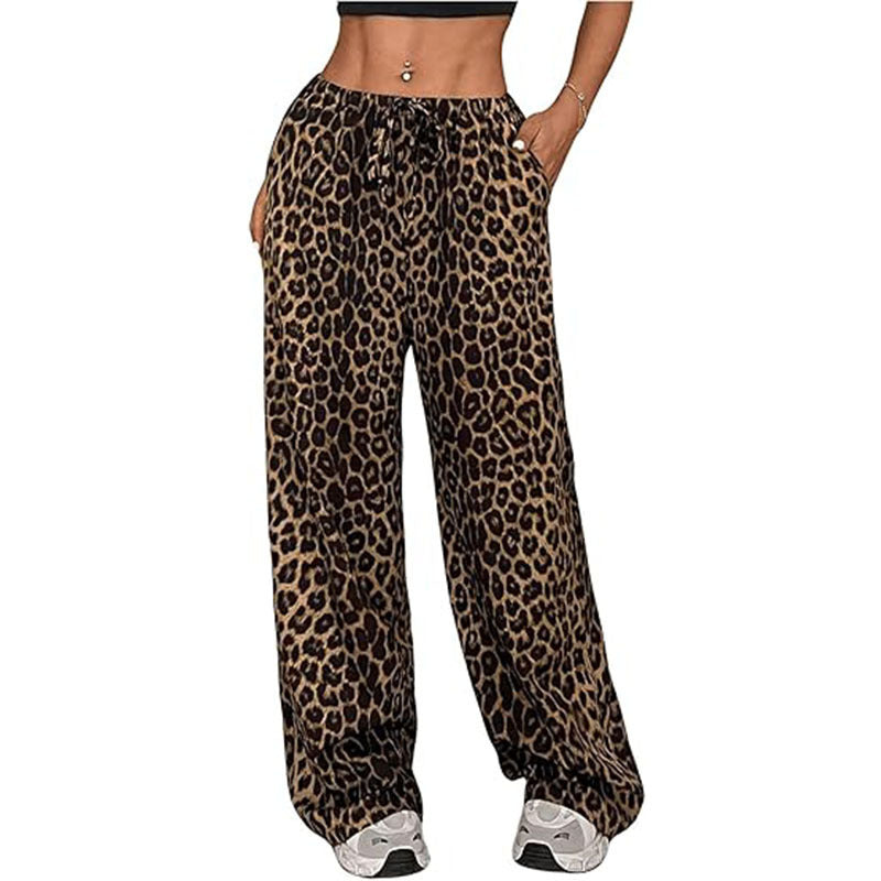 All-match Leopard Print Low Waist Casual Pants