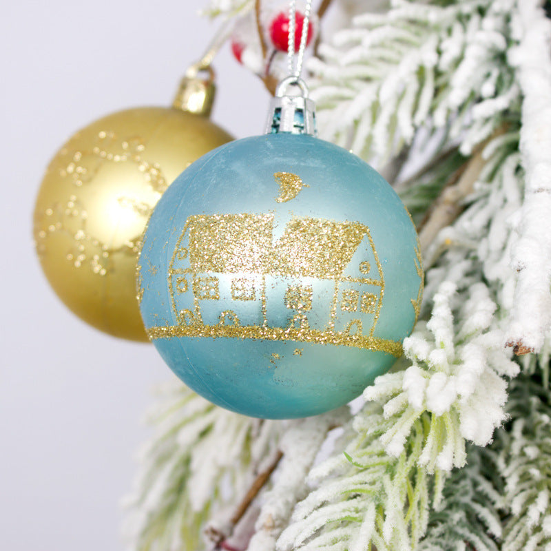44PCS Painted Shaped Paper Box Electroplating Ball Pendant
