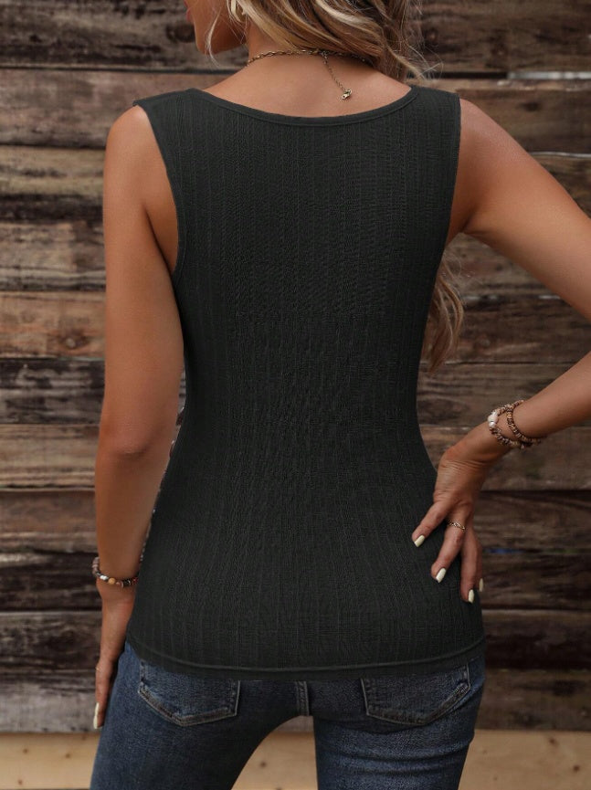 Button Detail Ruched Tank Top