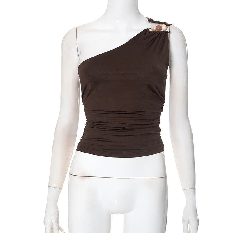 Women's One-shoulder Cropped Tank Top Top