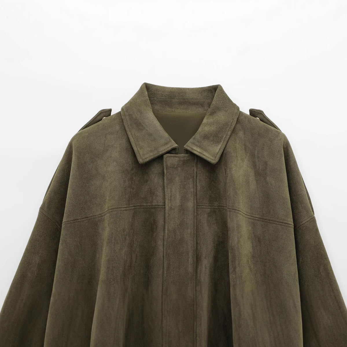 Green Suede Bomber Jacket Coat