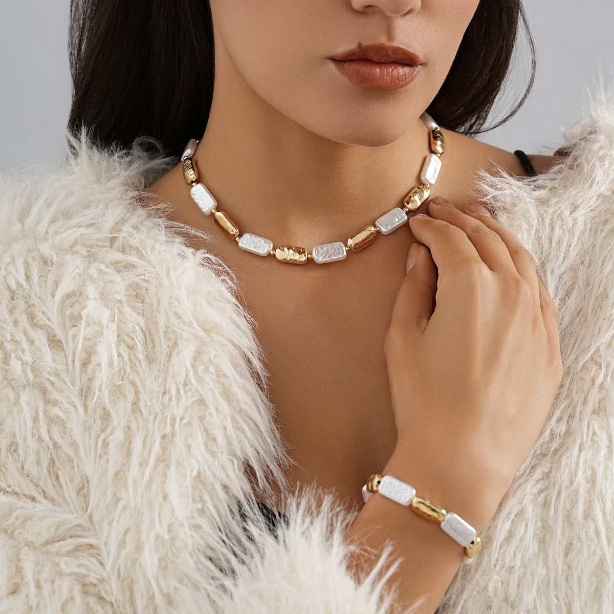 Creative Stitching Metal Necklace Bracelet For Women