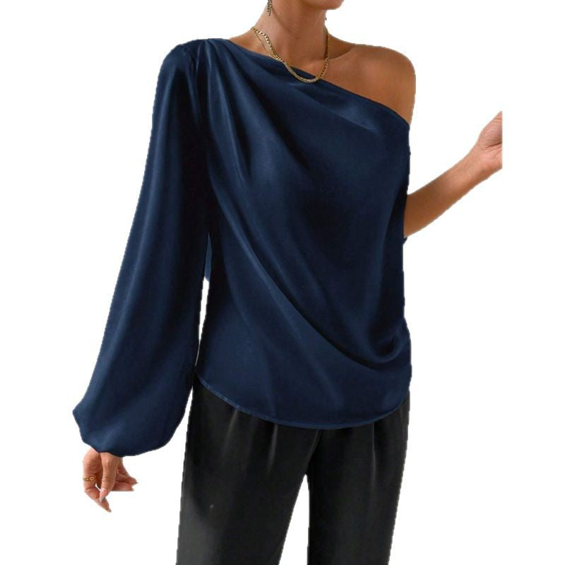 Foreign Trade Shoulder T-shirt Sexy Off-shoulder Loose Cold-shoulder Elegant