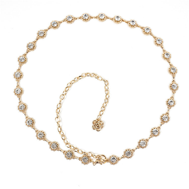 Metallic Belt Gold Diamond Women