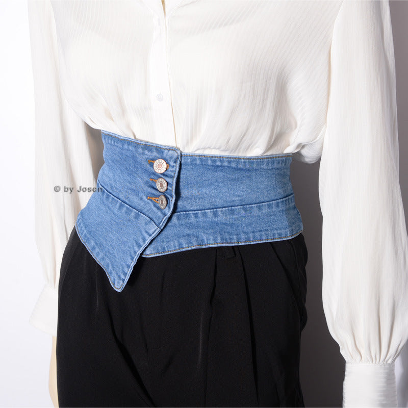 Fashion Denim Stretch Fabric Versatile Corset Ladies