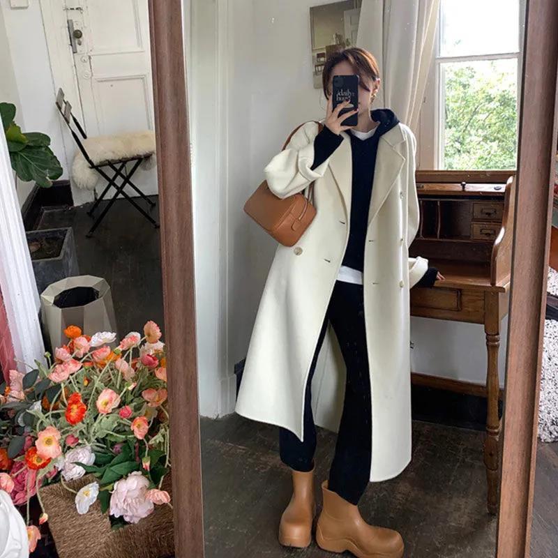 Gentle Scarf Collar Woolen Coat For Women