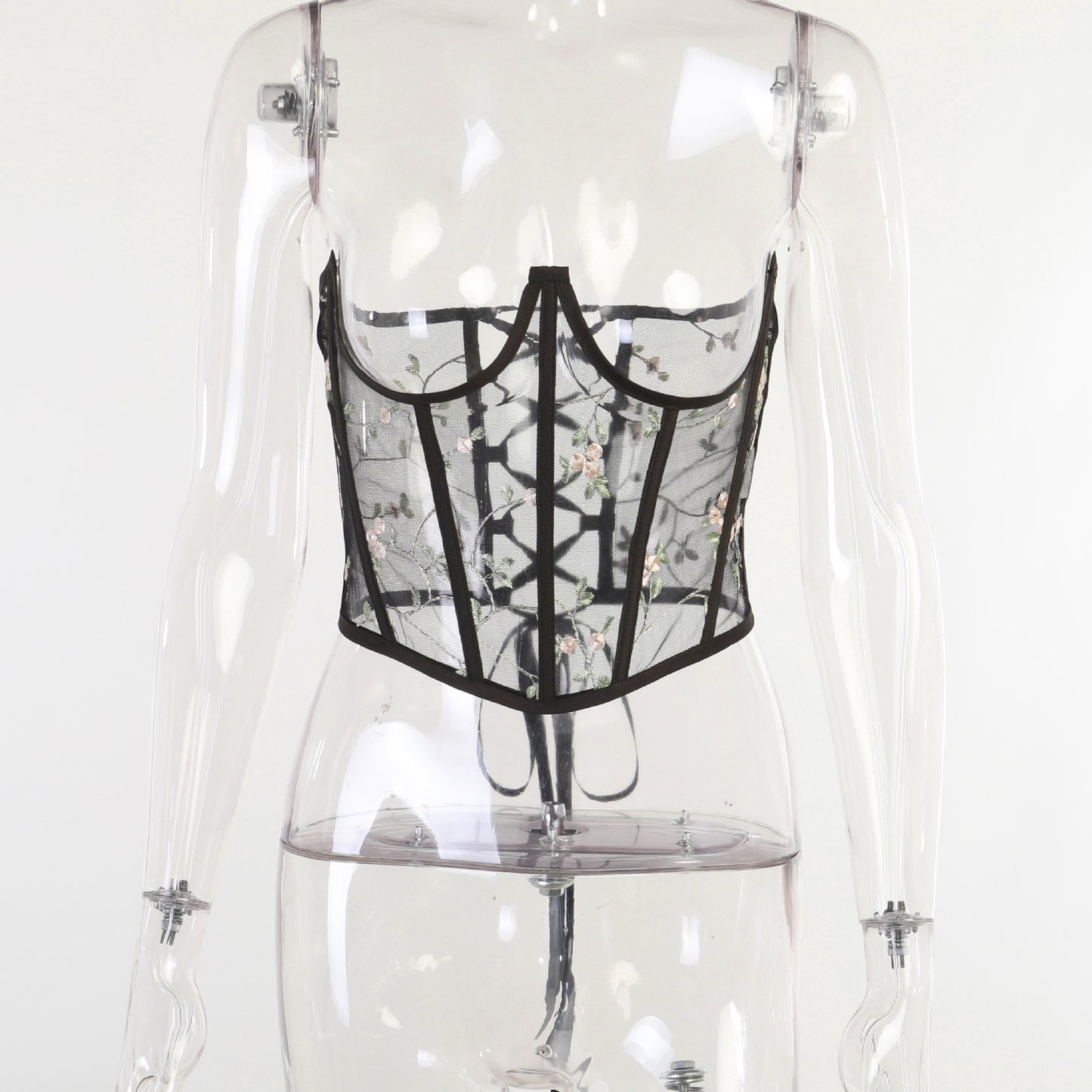 Mesh Embroidered Bouquet Waist  Slim Fit Belt Girdle