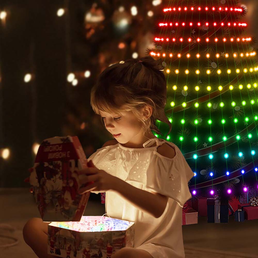 5-Foot Smart Christmas Tree With Lights - 400 LED Lights, Remote And App Control - Music Sync, 11 Modes - Green Wiring, Suitable For Artificial Trees - Multi-Color And Warm White, Indoor Outdoor Use