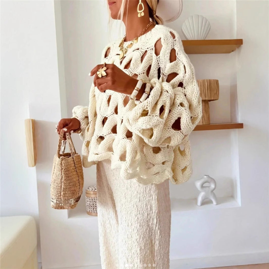 Women's Casual Leisure Vacation Beach Long Sleeve Sweater Pullover
