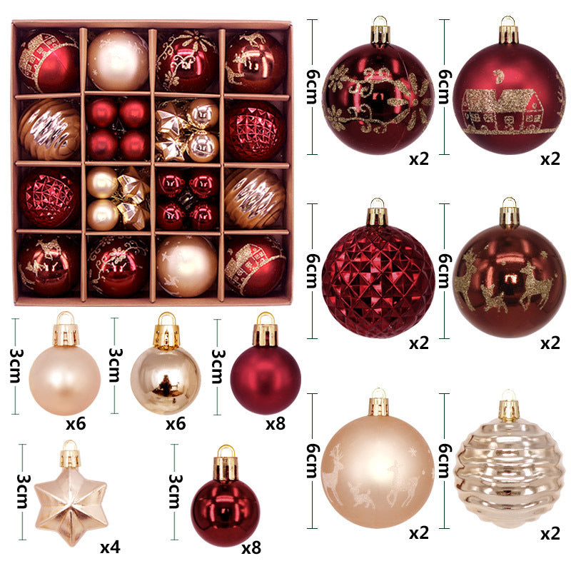 44PCS Painted Shaped Paper Box Electroplating Ball Pendant